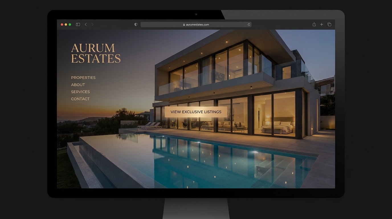Maklerwebsite. Startseite einer Premium Maklerwebsite